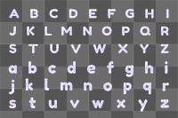 Holographic pastel purple png alphabet sticker collection