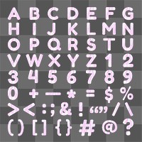 Pastel letters numbers symbols png sticker holographic effect set