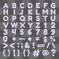 Alphabet numbers symbols png sticker holographic pastel collection