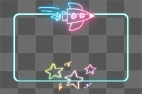 Neon png frame rainbow star spacecraft doodle