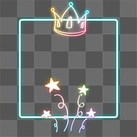 Neon frame star crown rainbow back to school doodle png