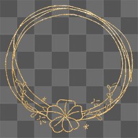 Png floral round frame gold effect