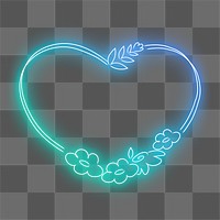 Png floral heart shaped frame neon gradient clipart