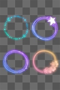 Png glowing neon gradient frame collection