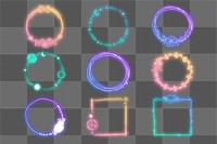 Png glowing neon gradient frame collection