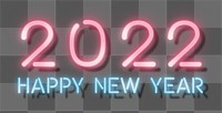 2022 pink neon png happy new year text