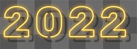 2022 png, yellow neon new year text