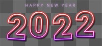 2022 pink neon png happy new year text