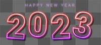 2023 pink neon png happy new year text