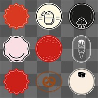 png food badge design element set with dessert icon