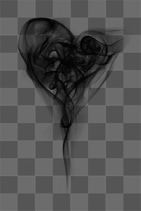 Png black smoke heart, transparent background