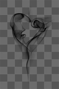 Png black smoke heart, transparent background