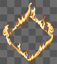 Flame png frame, square shape, realistic burning fire