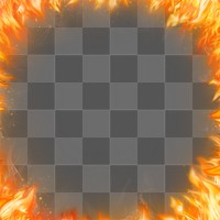 Flame png frame, orange realistic fire transparent image