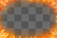 Flame png frame, orange realistic fire transparent image