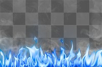 Flame png border, blue realistic fire transparent image