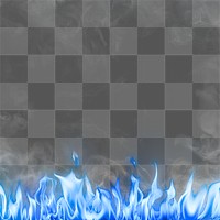 Flame png border, blue realistic fire transparent image