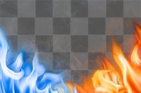 Flame png border, blue realistic fire transparent image