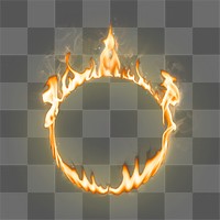 Flame png frame, circle shape, realistic burning fire