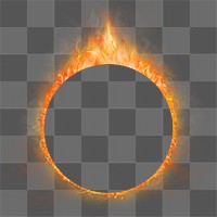 Flame png frame, circle shape, realistic burning fire