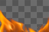 Flame png border, orange realistic fire transparent image