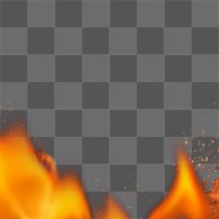 Flame png border, orange realistic fire transparent image