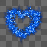 Heart flame png sticker, blue creative design