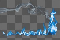 Blue flame png border, realistic fire transparent image