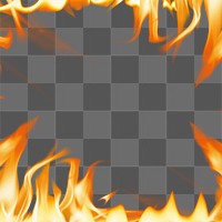 Flame png frame, orange realistic fire transparent image