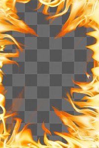 Flame png frame, orange realistic fire transparent image