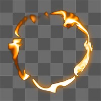 Flame png frame, circle shape, realistic burning fire