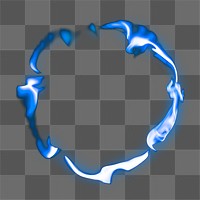 Flame png frame, blue circle shape, realistic burning fire