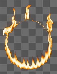 Flame png frame, circle shape, realistic burning fire