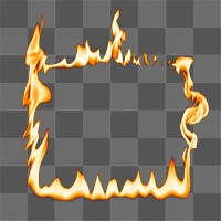Flame png frame, square shape, realistic burning fire