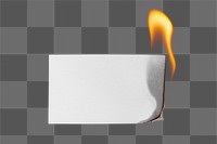Burning paper png, white blank design space image