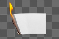 Burning paper png, white blank design space image