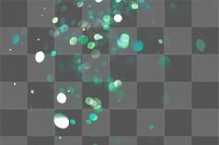 Green glitter png bokeh confetti overlay on transparent background