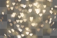 Gold heart glitter star png bokeh sequin confetti on transparent background