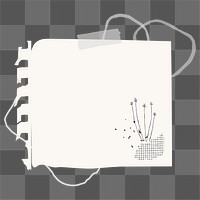 Digital note png white paper element in memphis style