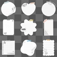 Sticky note png element set with memphis drawing