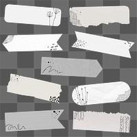 Digital washi tape png element set with memphis drawing