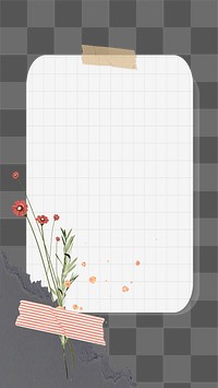 Sticky note png paper sheet collage with flowers