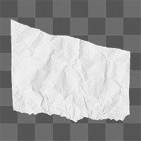 Torn crumpled png paper clipart, white collage element on transparent background