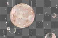 Soap bubble png sticker, pink moon design, transparent background 