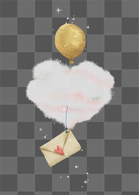 Love letter png sticker, balloon illustration design, transparent background  
