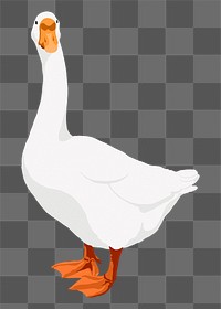 White goose illustration, animal clipart sticker, transparent background