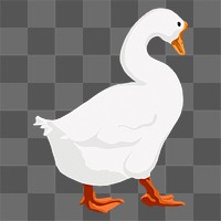PNG white goose, animal illustration sticker, transparent background