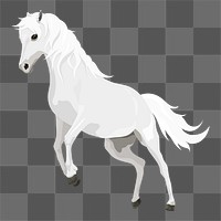 White horse png sticker, animal galloping illustration, transparent background