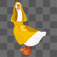 Duck png wearing raincoat, rainy day illustration sticker, transparent background