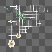 Grid border png sticker, botanical transparent background